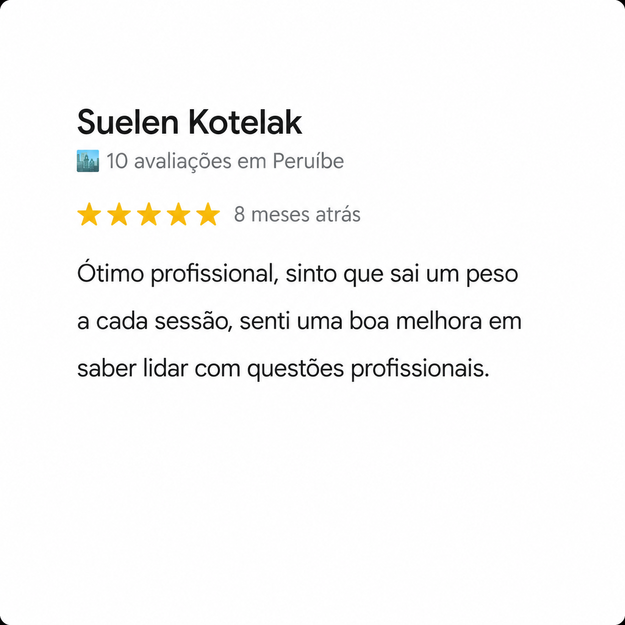 Avaliação real de paciente sobre o processo terapêutico com Sérgio Henrique