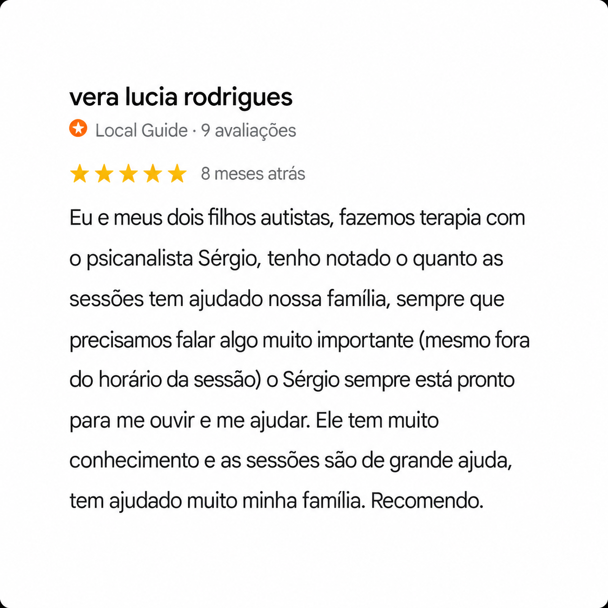 Depoimento sobre transformação pessoal no atendimento de Sérgio Henrique
